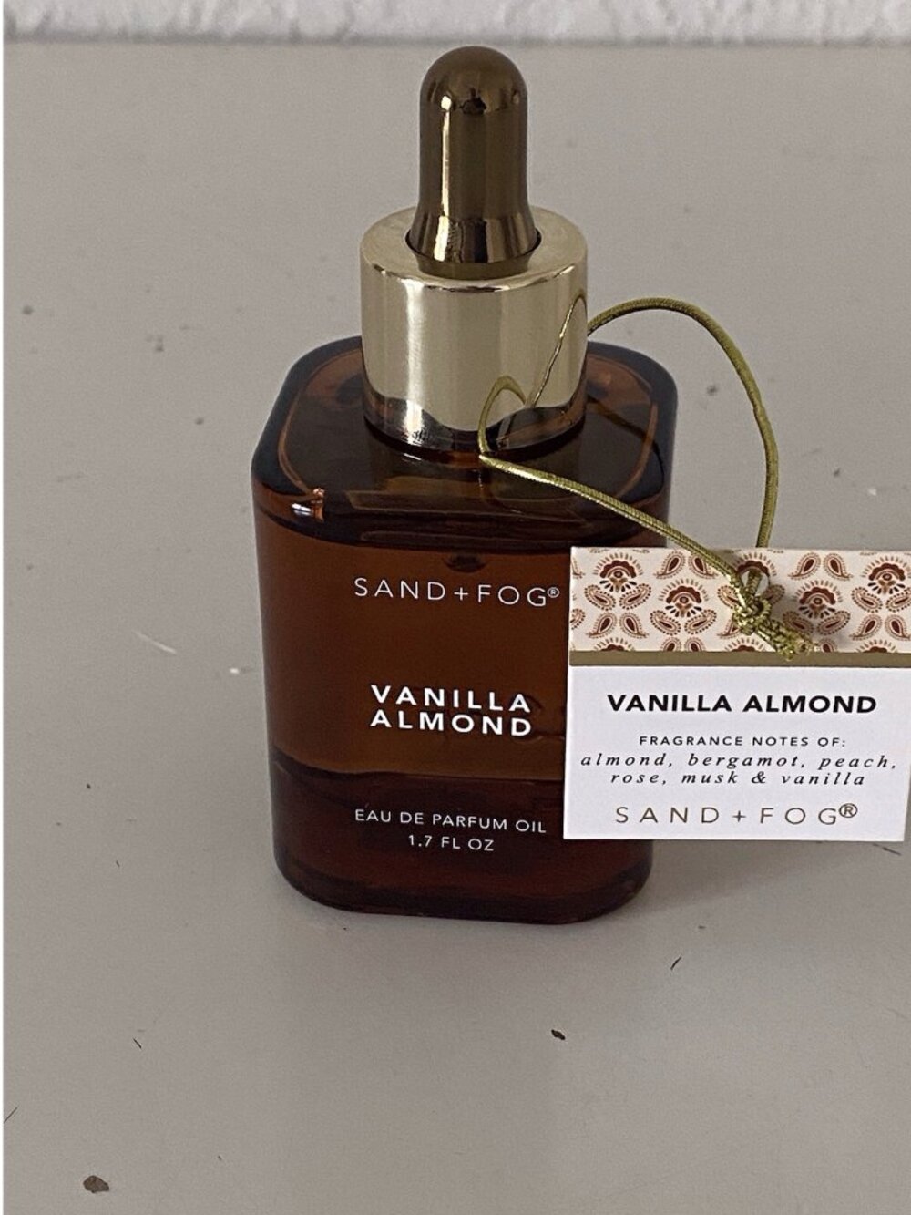 Sand + Fog Eau De Parfum Oil 1.7 fl oz Vanilla Almond Bergamot Peach Rose Musk